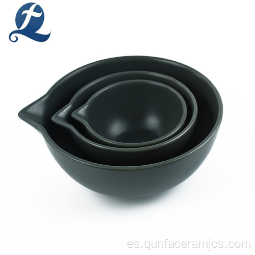 Tazón de arroz de cerámica negro personalizado al por mayor